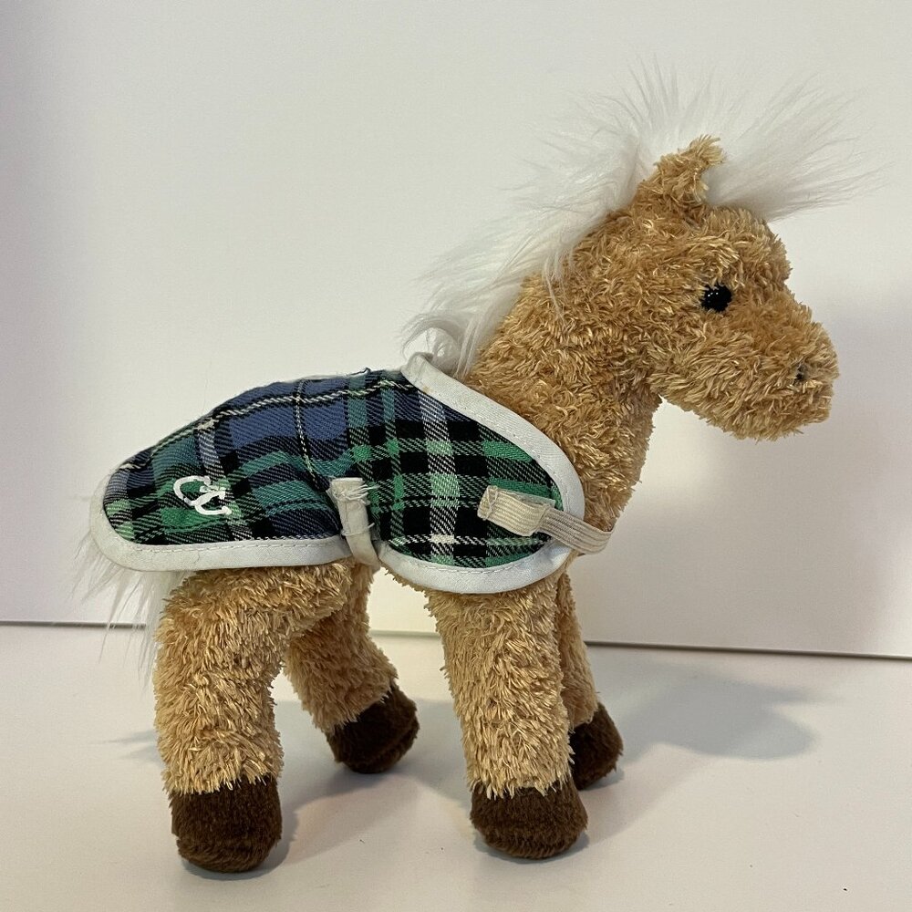 Vintage Douglas Plush Stuffed Horse Pony Cuddle Toy 7" Tan White GC Blanket Coat